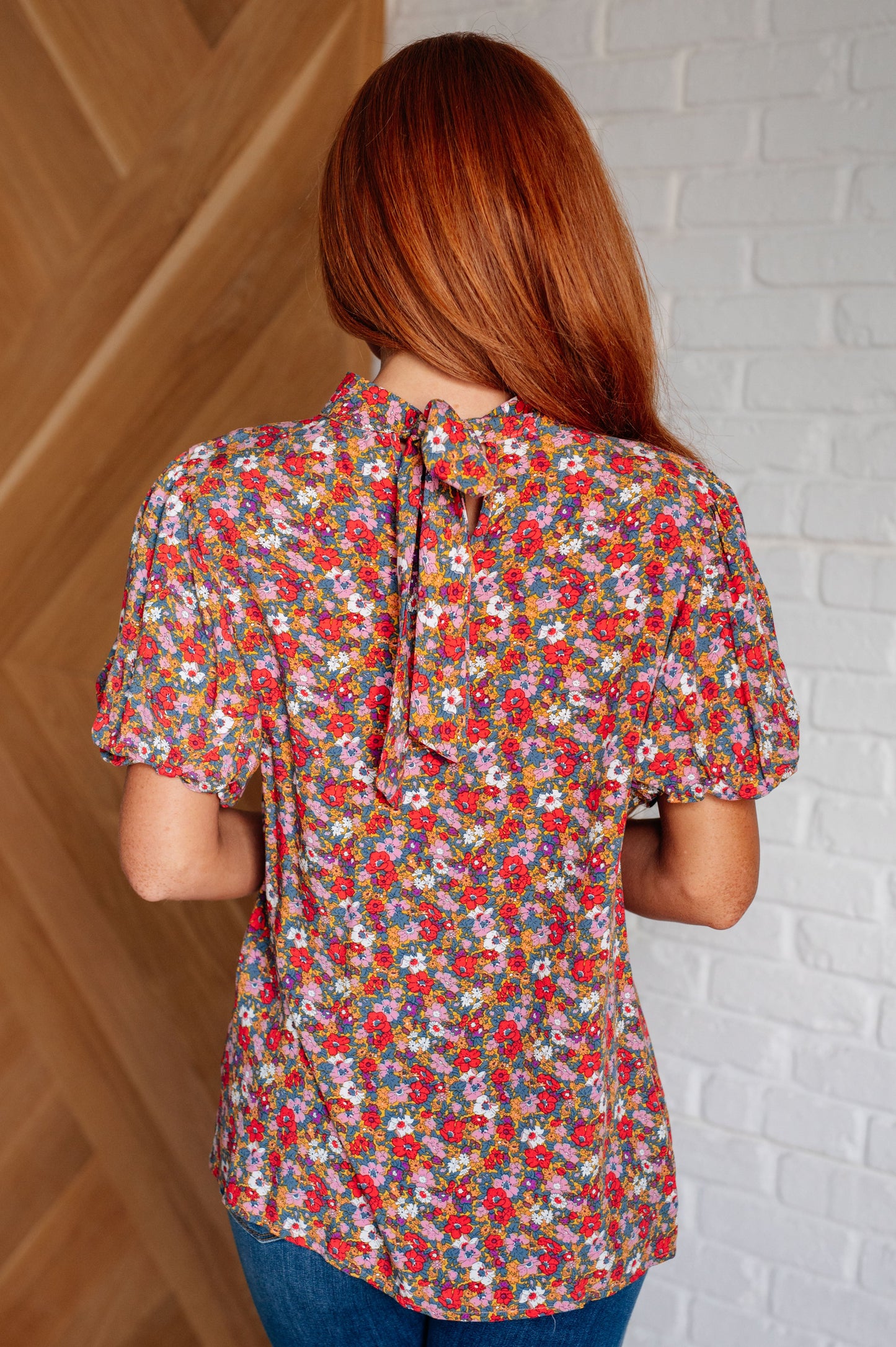 Ashley Floral Mock Neck Blouse