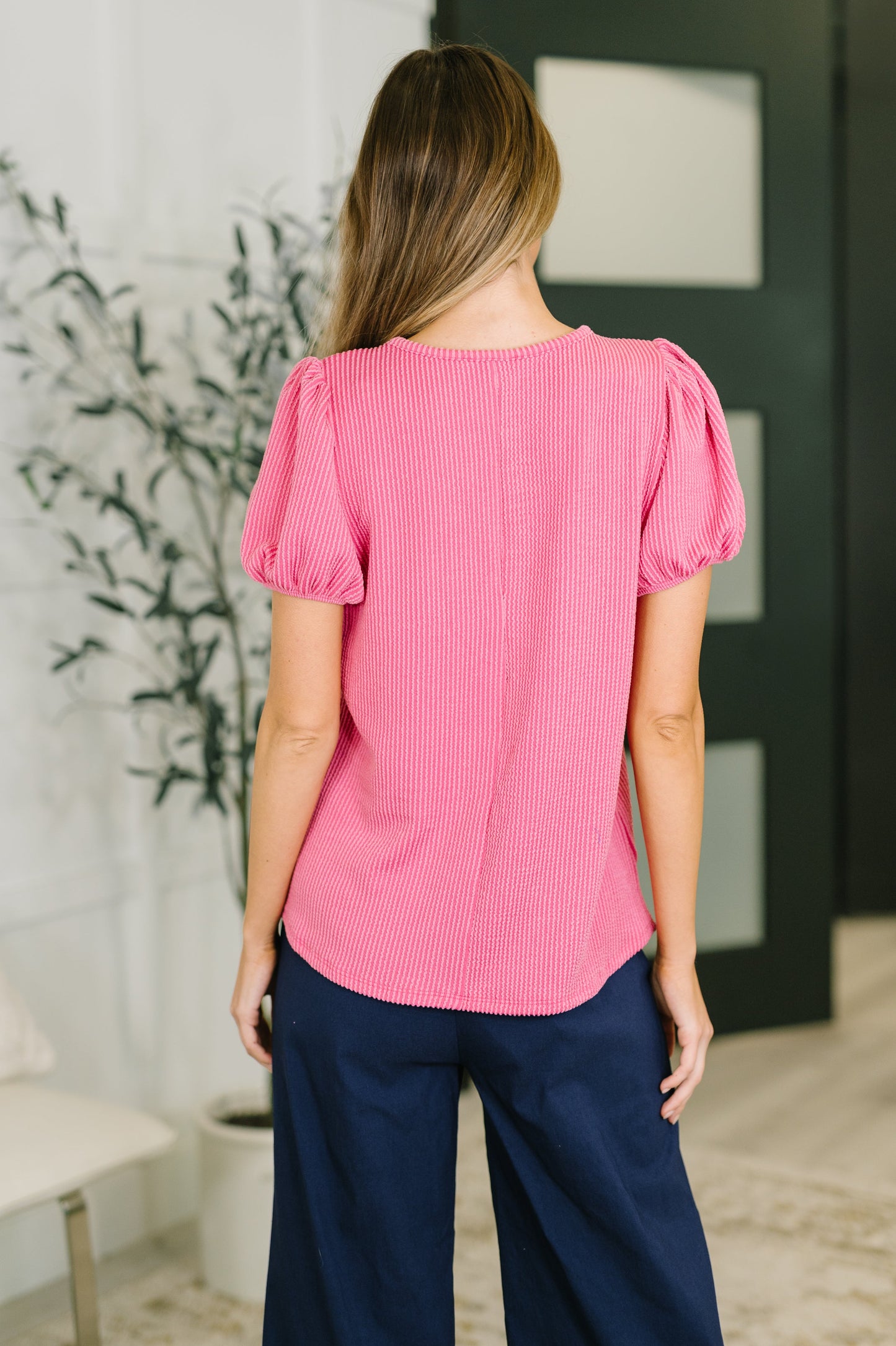 Steffy Balloon Sleeve Blouse in Fuchsia