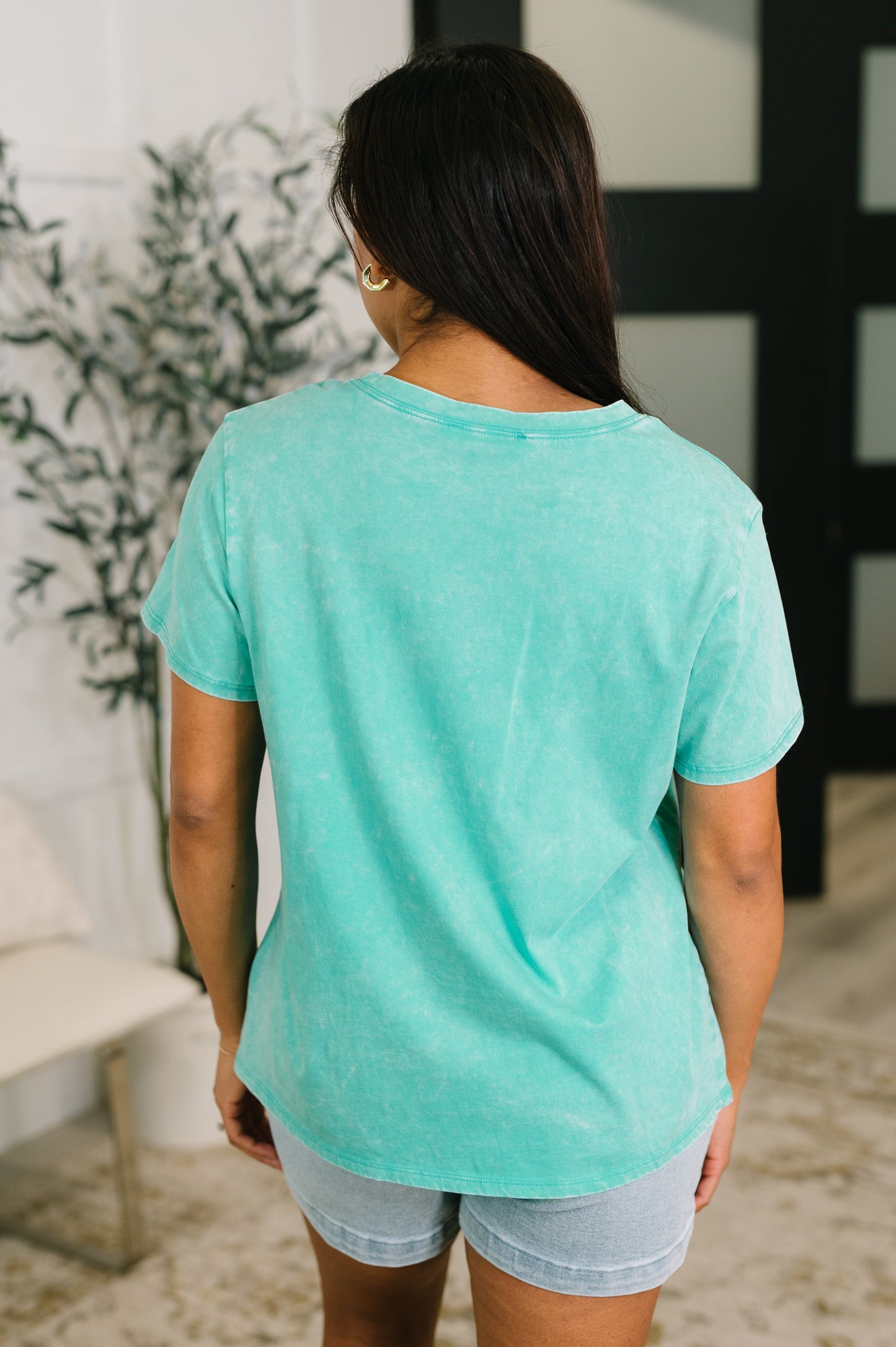 Jules Mineral Wash Tee in Turquoise