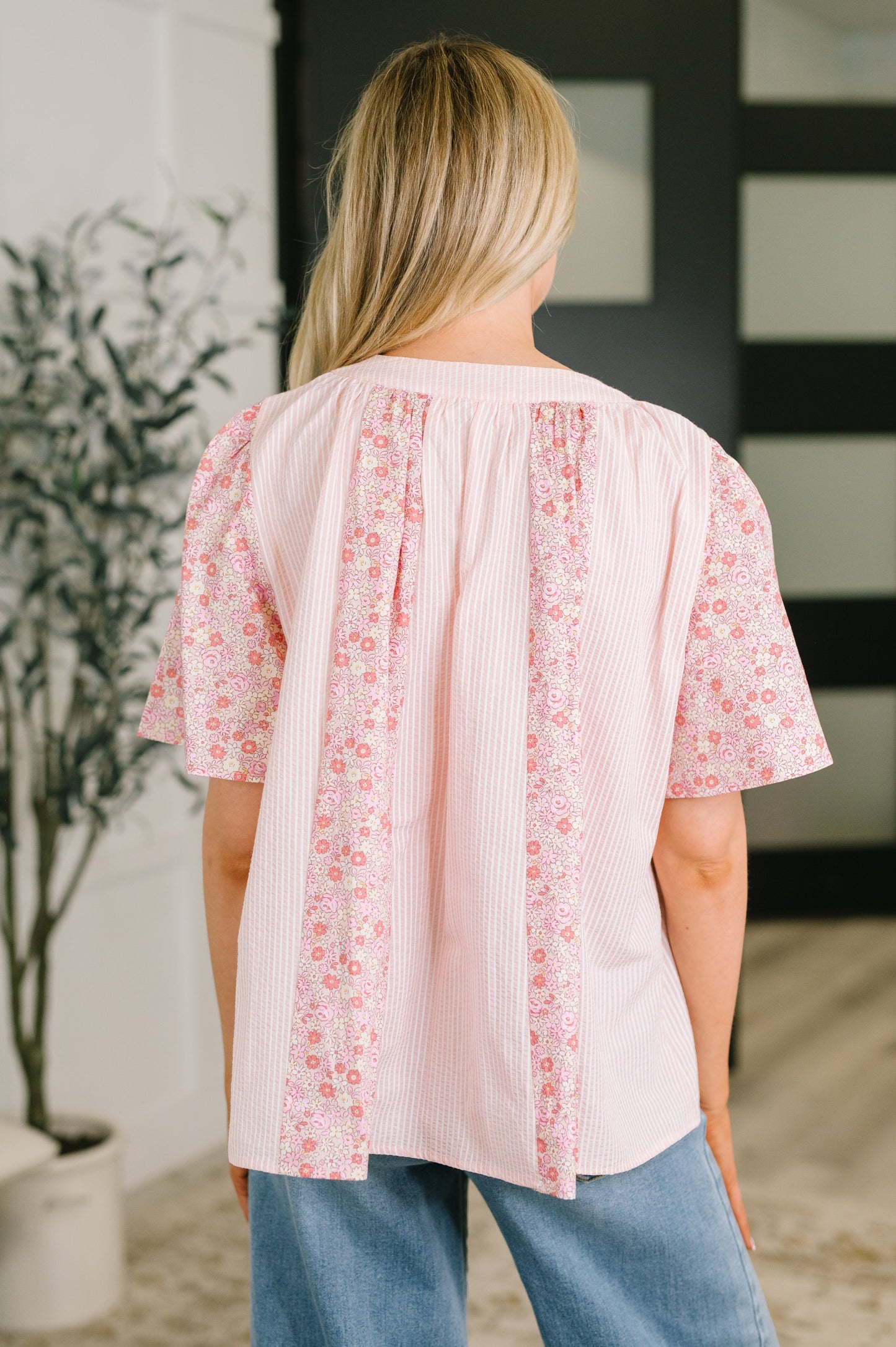 Greta Bell Sleeve Color Block Blouse