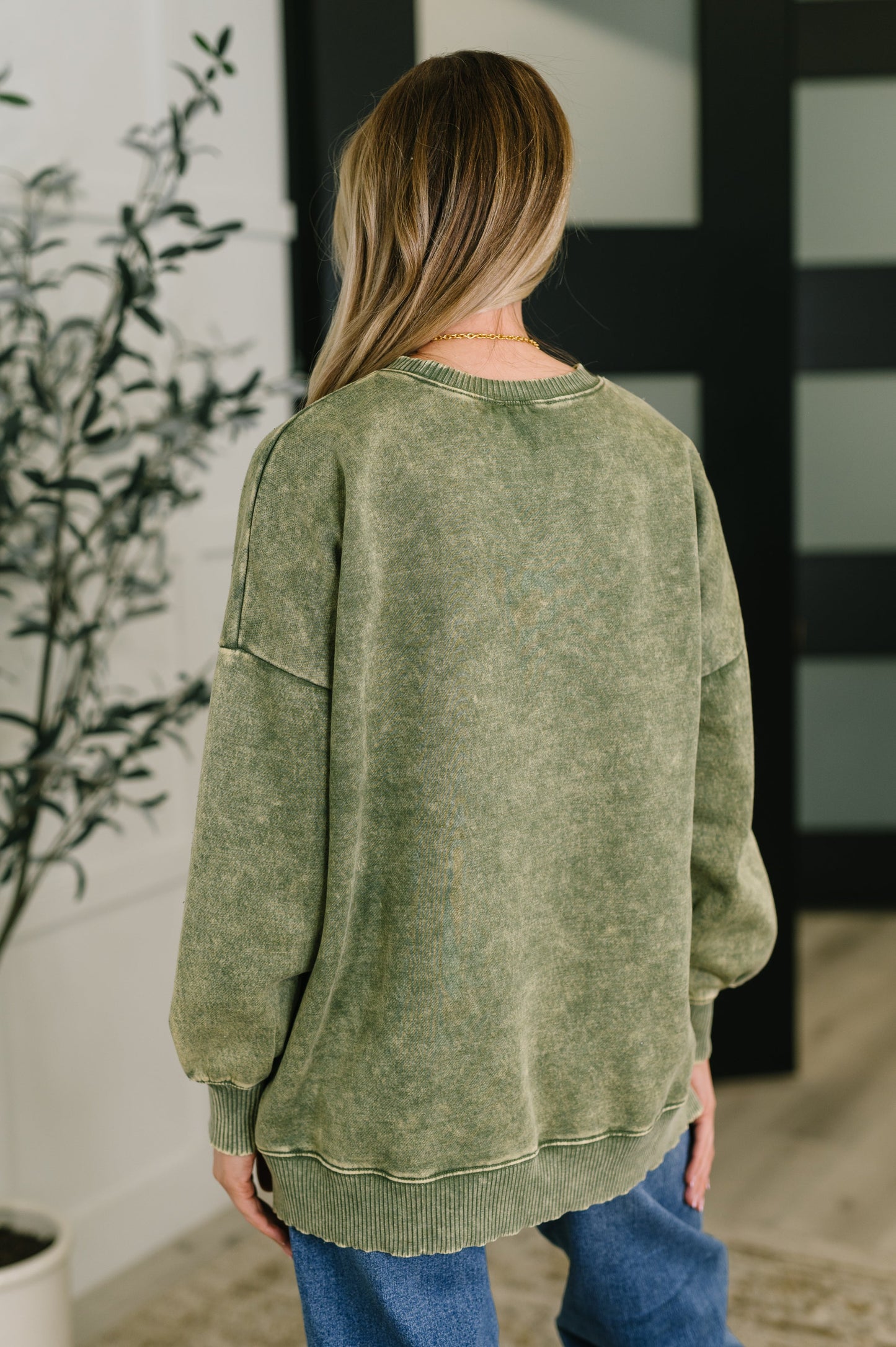 Katya Mineral Wash Pullover in Light Olive