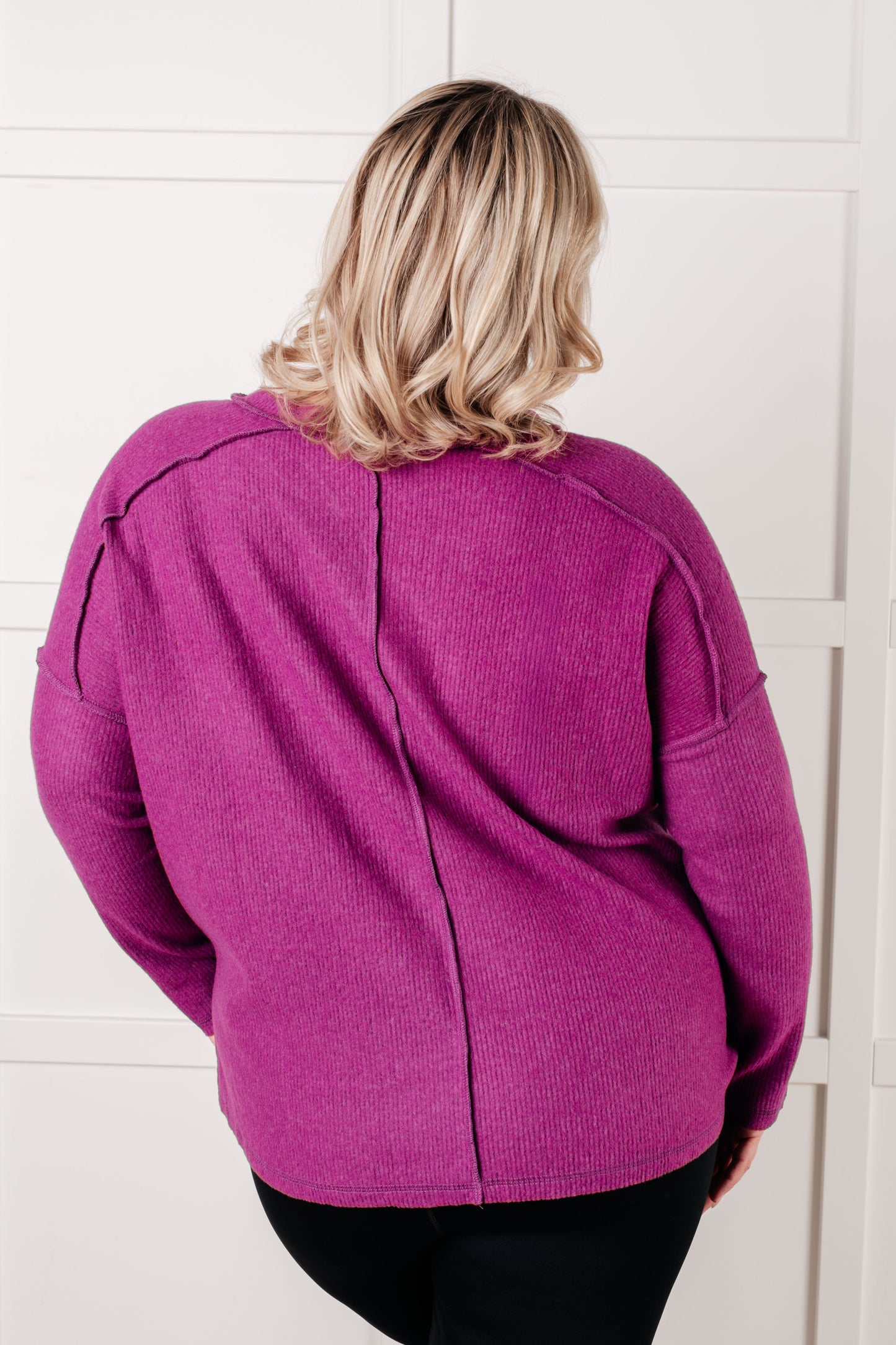 Addison Ribbed Hacci Sweater in Light Plum