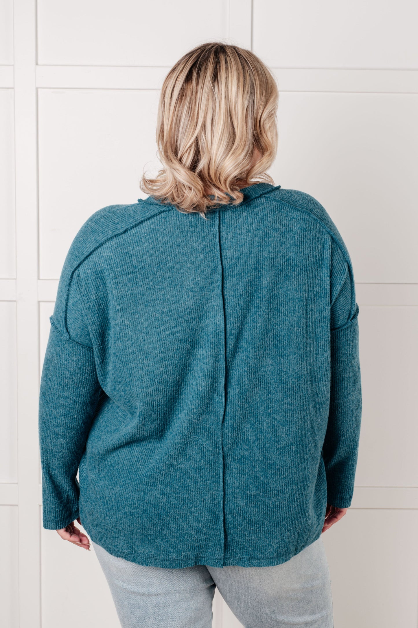 Addison Ribbed Hacci Sweater in Teal