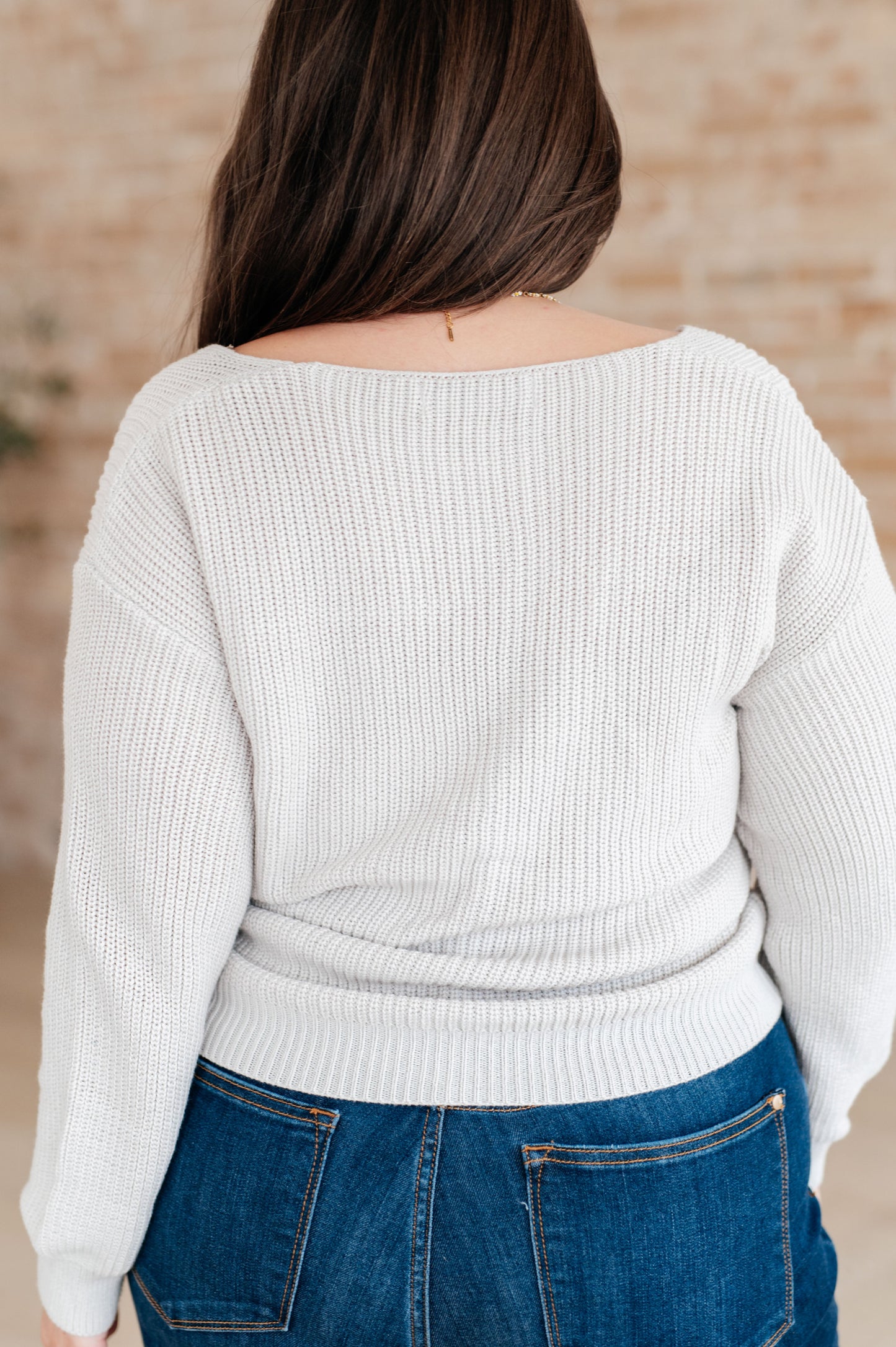 Fiona Ribbed Knit V Neck Sweater