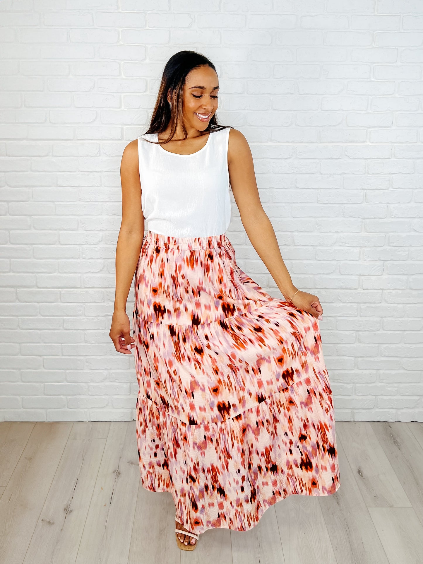Cora Watercolor Print Maxi Skirt