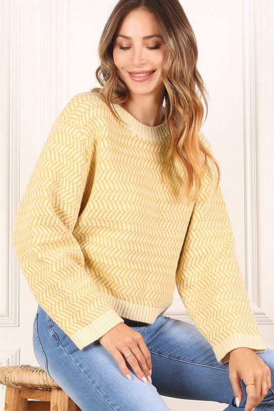 Kendall Herringbone Crew Neck Sweater