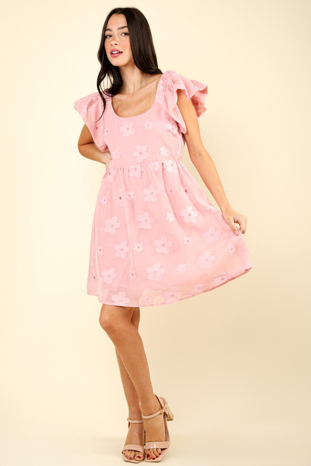 Mina Flower Embroidered Organza Mini Dress