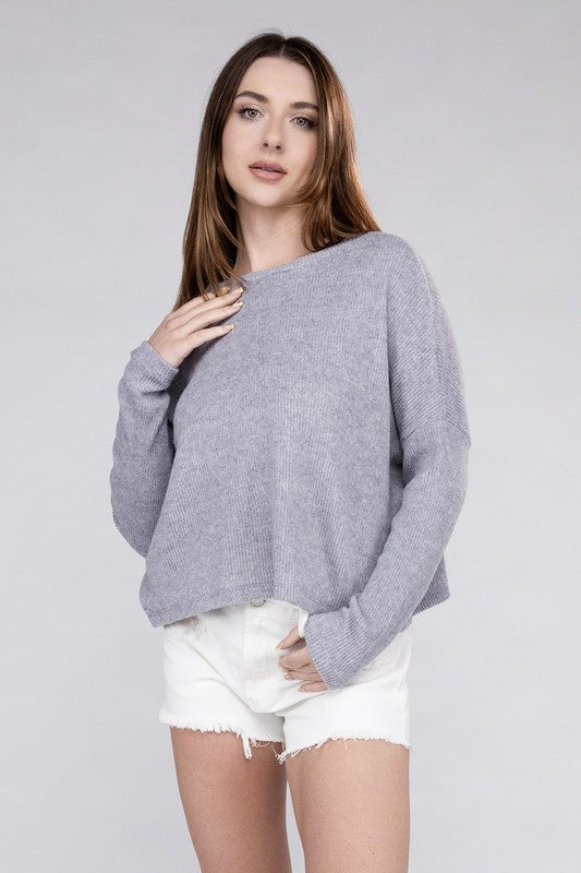 Embry Ribbed Dolman Long Sleeve Sweater