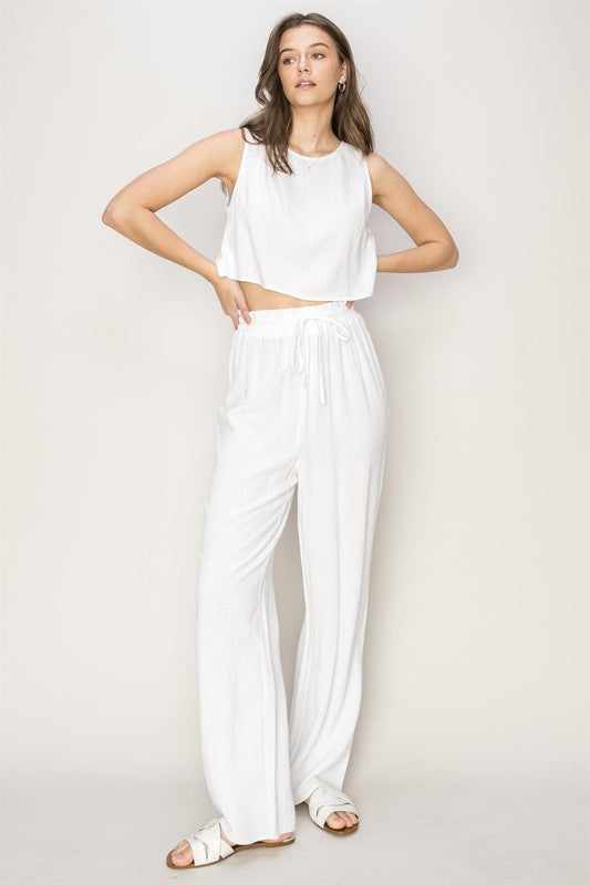 Hera Linen Blended Top and Pants Set