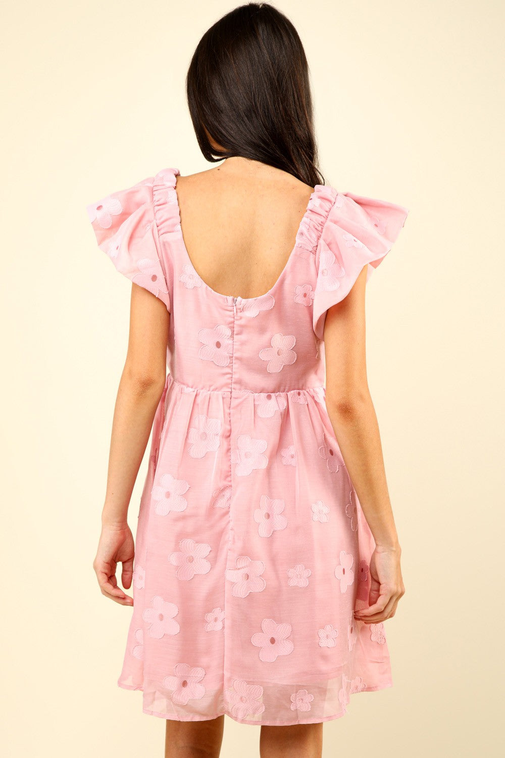 Mina Flower Embroidered Organza Mini Dress