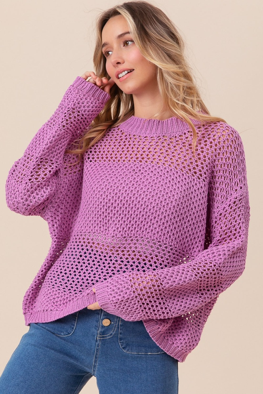 Hadley Openwork Long Sleeve Knit Top