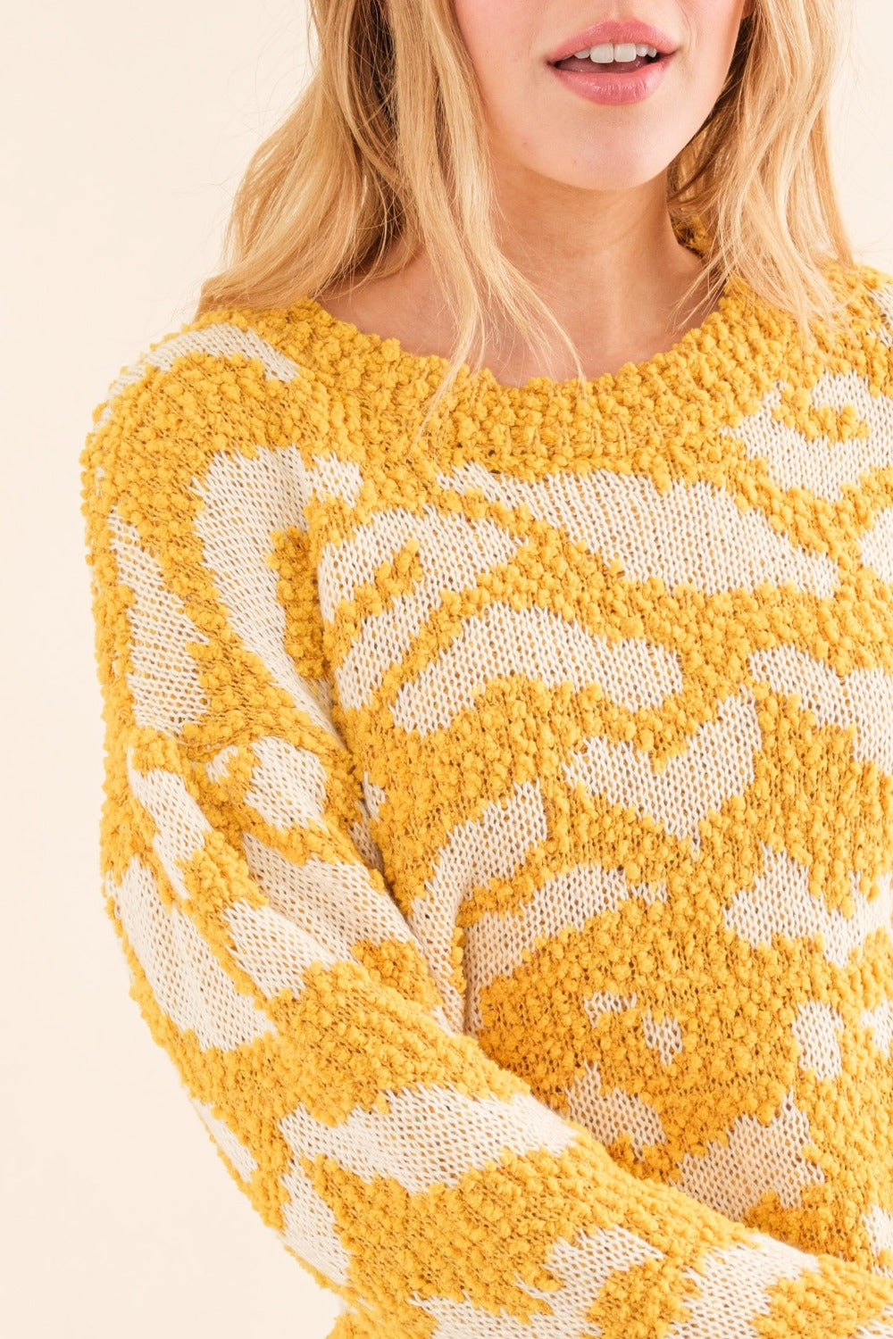 Camille Textured Pattern Contrast Sweater