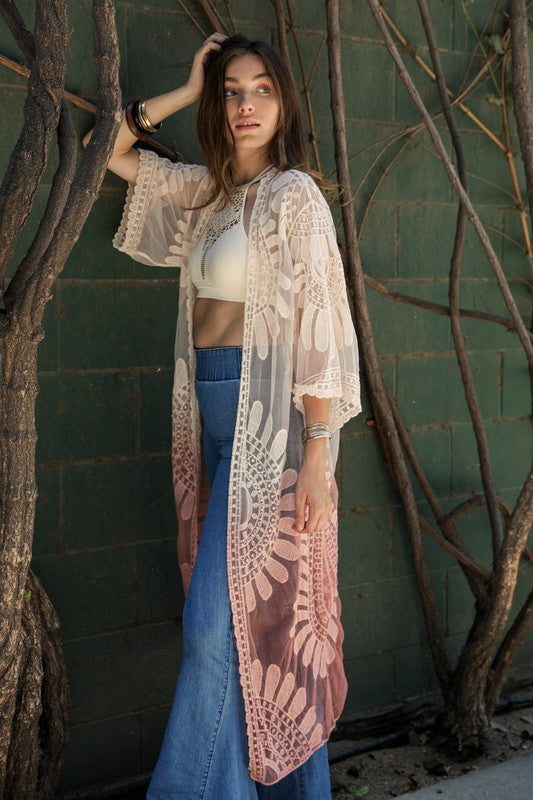 Angelina Ombre Bohemian Lace Kimono