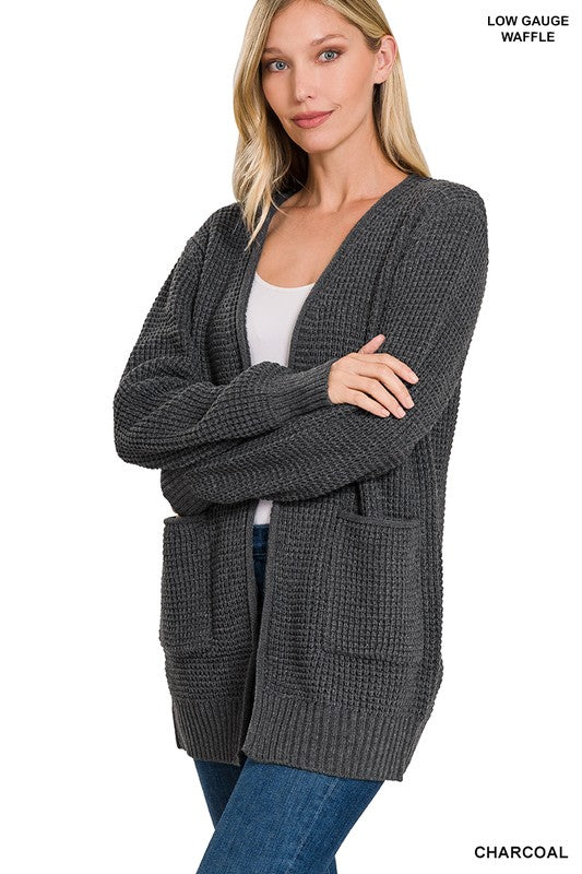 Lana Waffle Open Cardigan Sweater