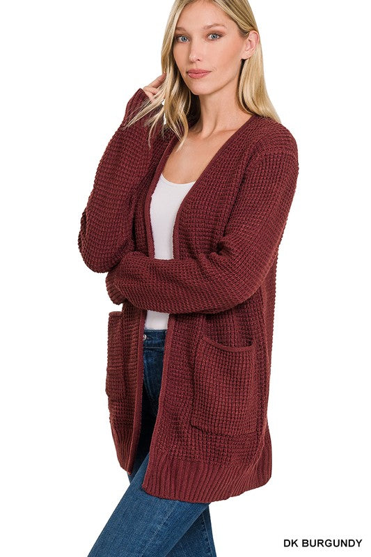 Lana Waffle Open Cardigan Sweater