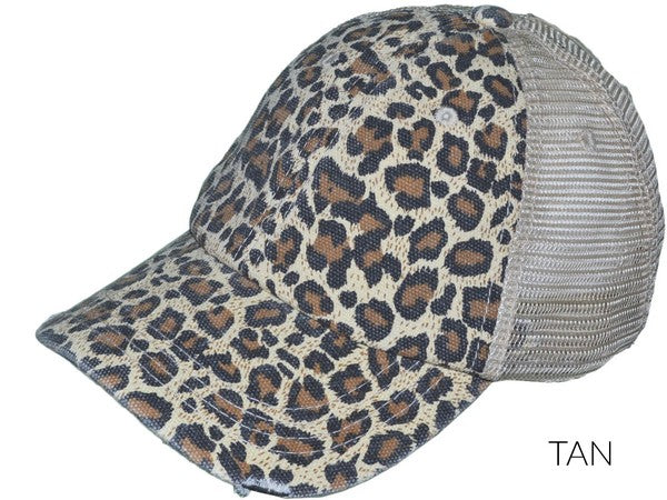 Leopard Messy Bun Hat