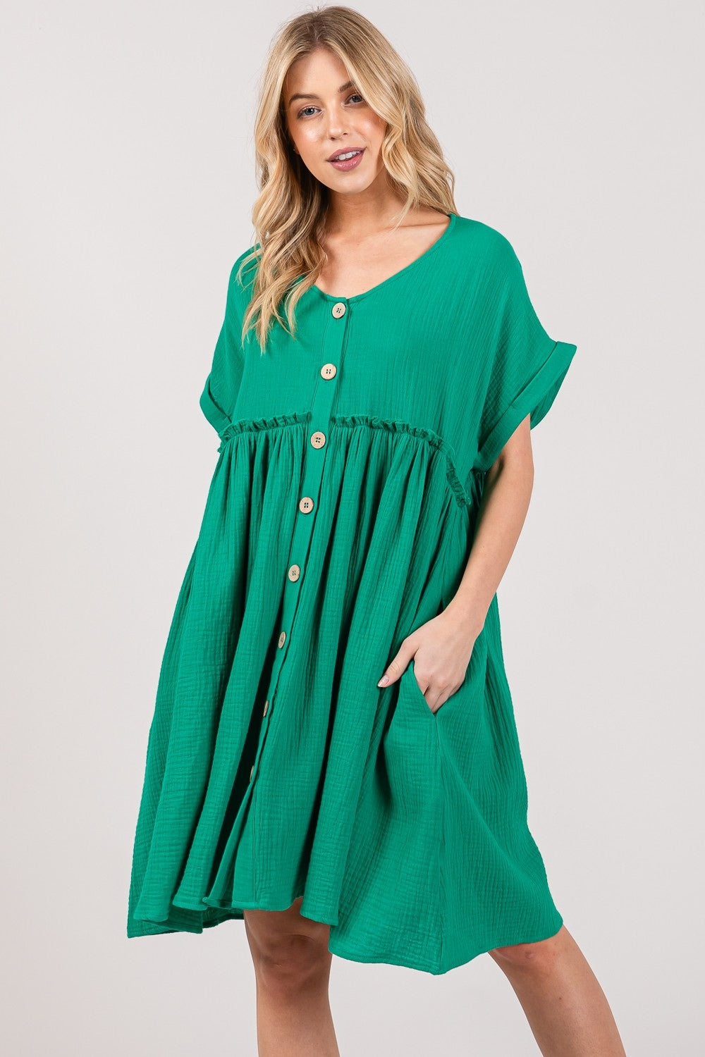 Kami Button Up Short Sleeve Dress