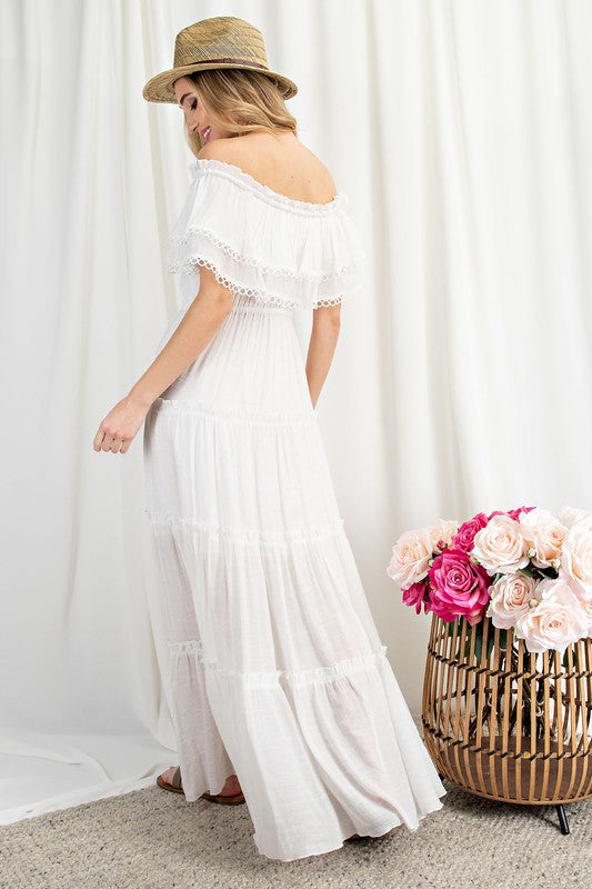 Valentina Off the Shoulder Ruffle Maxi Dress