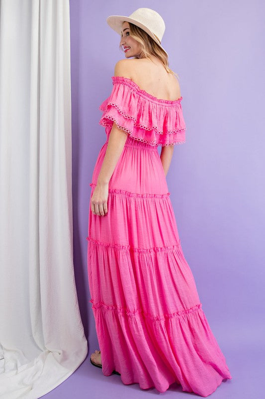 Valentina Off the Shoulder Ruffle Maxi Dress