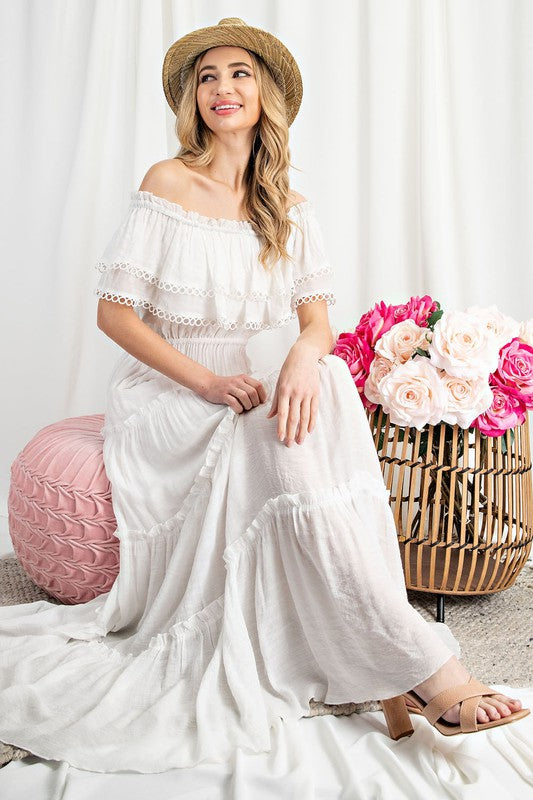 Valentina Off the Shoulder Ruffle Maxi Dress