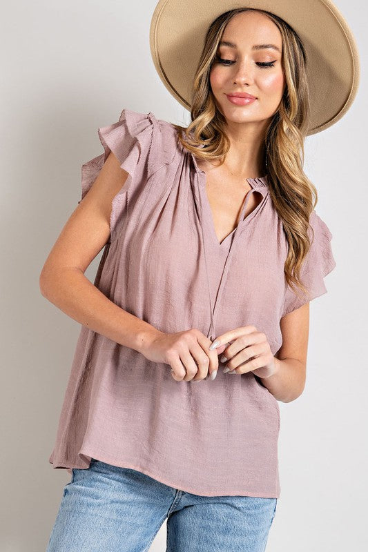 Audrina Tiered Ruffle Sleeve Blouse