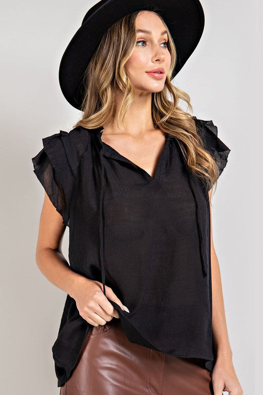 Audrina Tiered Ruffle Sleeve Blouse