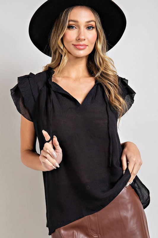 Audrina Tiered Ruffle Sleeve Blouse