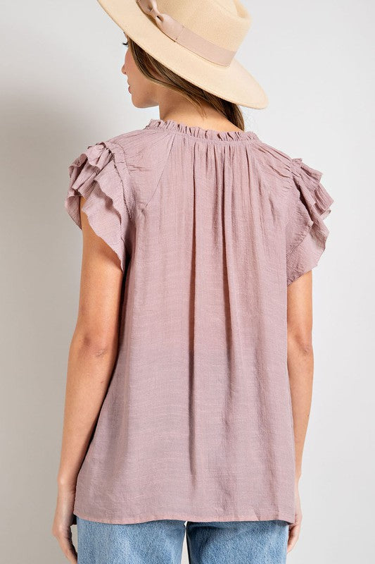 Audrina Tiered Ruffle Sleeve Blouse