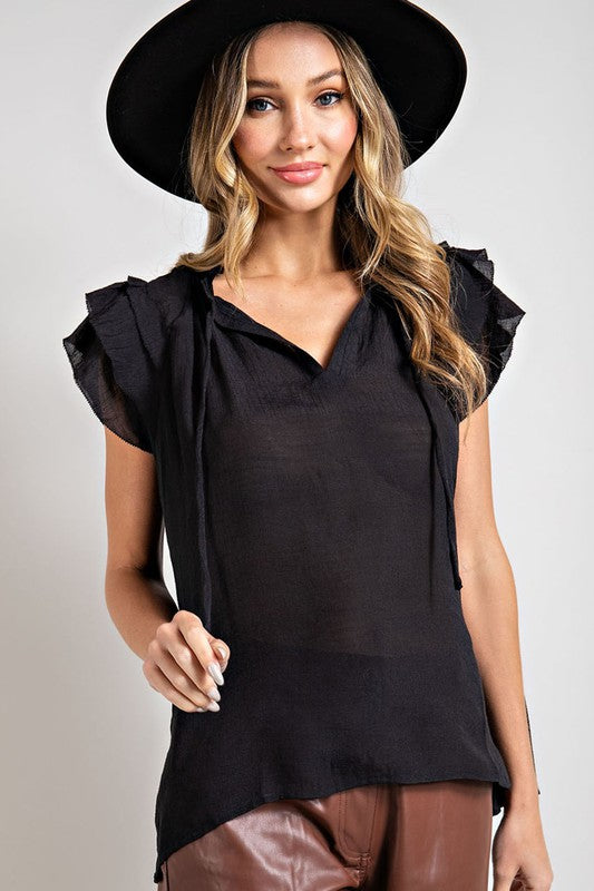 Audrina Tiered Ruffle Sleeve Blouse