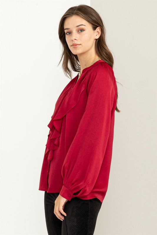 Itzel Long Sleeve Ruffle Blouse