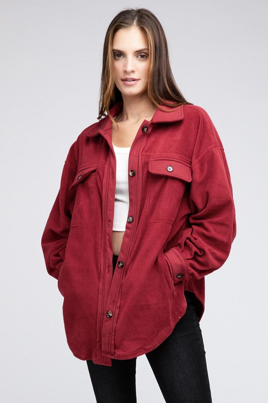 Jilly Fleece Buttoned Down Oversized Jacket