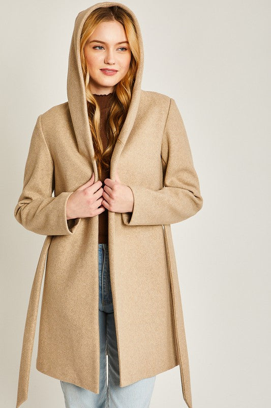 Katrina Fleece Belted Hoodie Coat