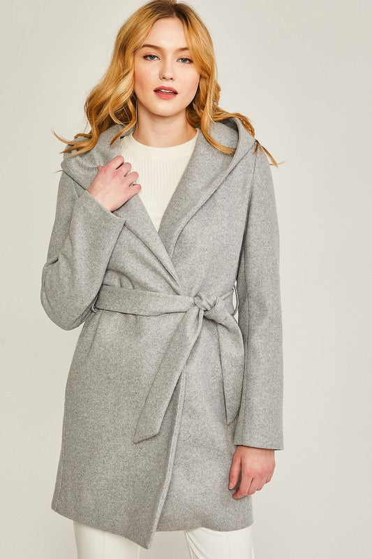 Katrina Fleece Belted Hoodie Coat