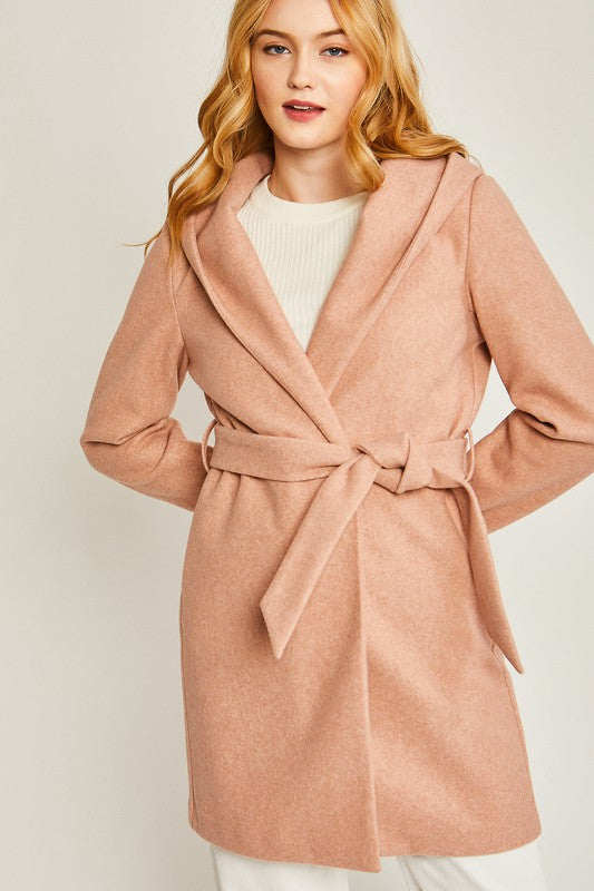 Katrina Fleece Belted Hoodie Coat