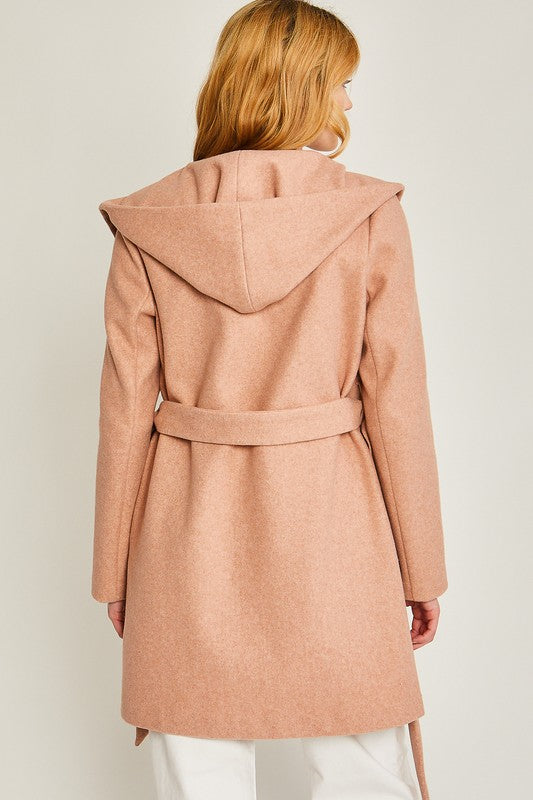 Katrina Fleece Belted Hoodie Coat