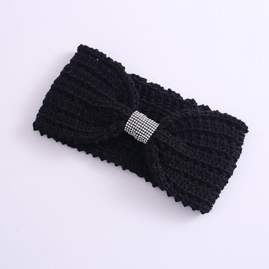 Rhinestone Bow Knitted Headband