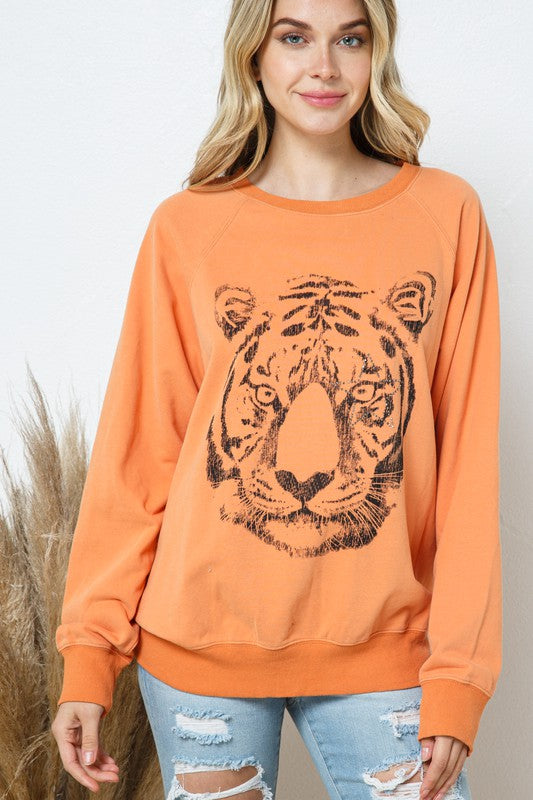 French Terry Studded Tiger Sweatshirt