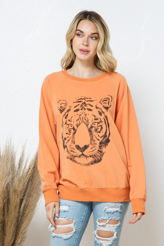 French Terry Studded Tiger Sweatshirt