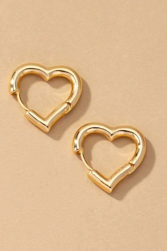 Heart Shaped Huggie Hoop Earrings