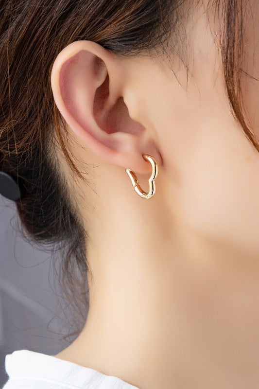 Heart Shaped Huggie Hoop Earrings