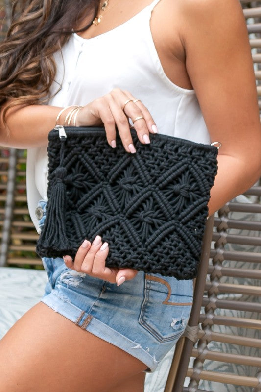 Willow Macrame Tassel Clutch