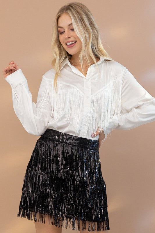 Dolly Jean Satin Shirt Blouse