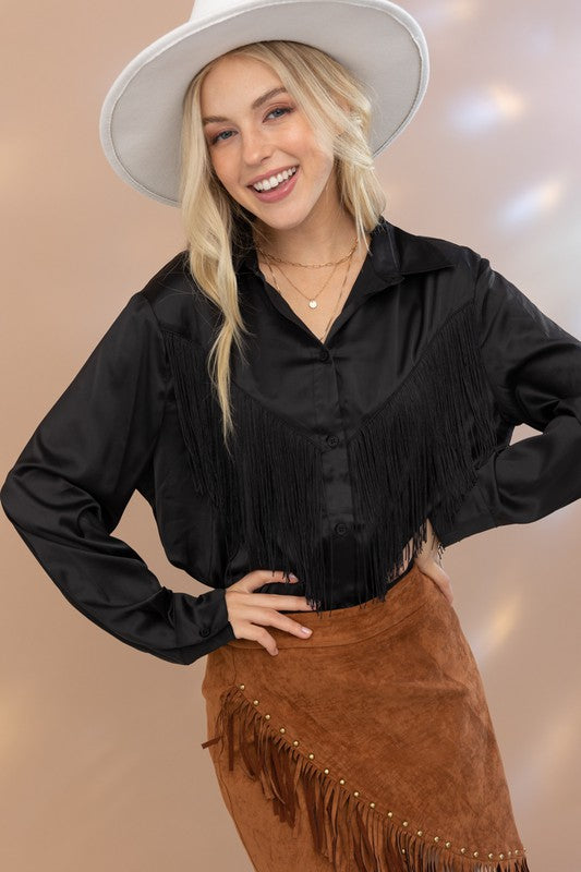 Dolly Jean Satin Shirt Blouse