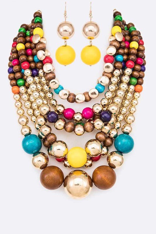 Jalyssa Mixed Pearls Statement Layer Necklace Set