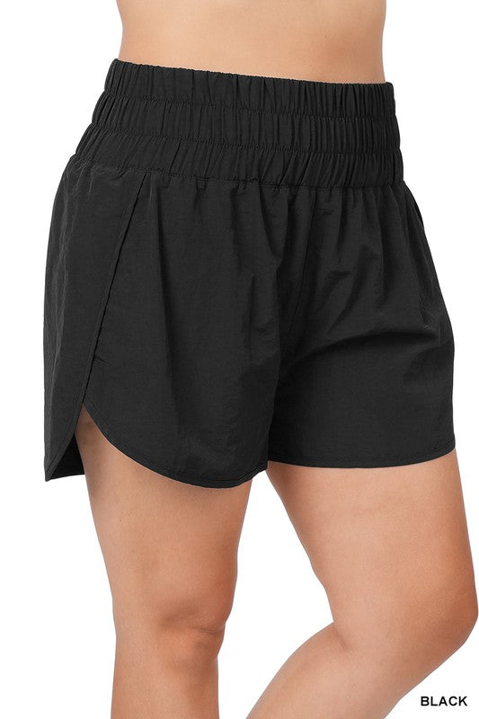 Smocked Waistband Running Shorts Plus