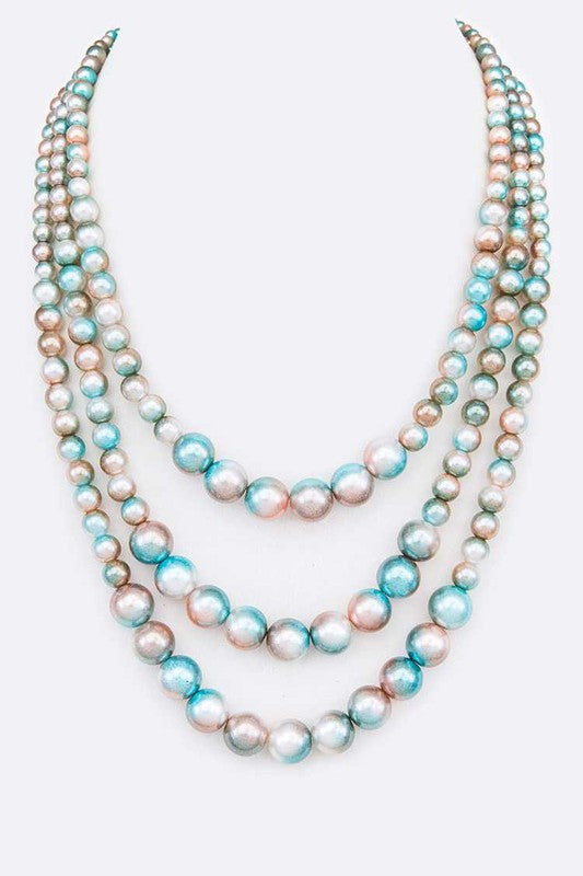 Mixed Color Layered Pearl Necklace