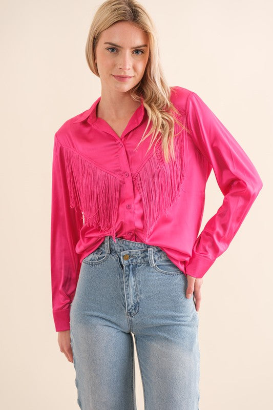 Dolly Jean Satin Shirt Blouse