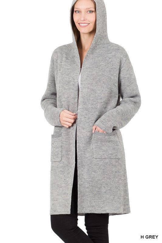 Greta Hooded Open Front Cardigan