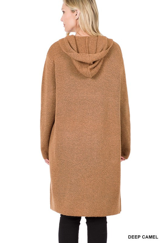 Greta Hooded Open Front Cardigan