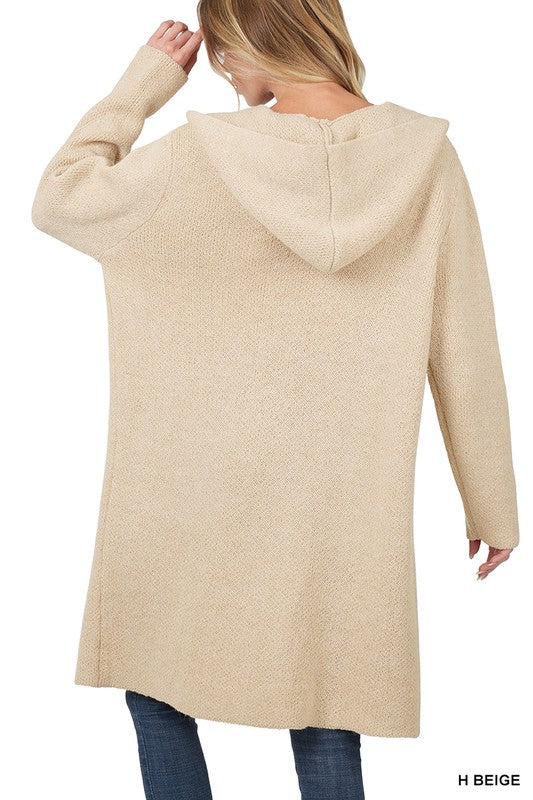 Greta Hooded Open Front Cardigan